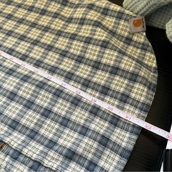 ✨ Carhartt Men’s Blue Plaid Button Down Shirt XL - Picture 9 of 9